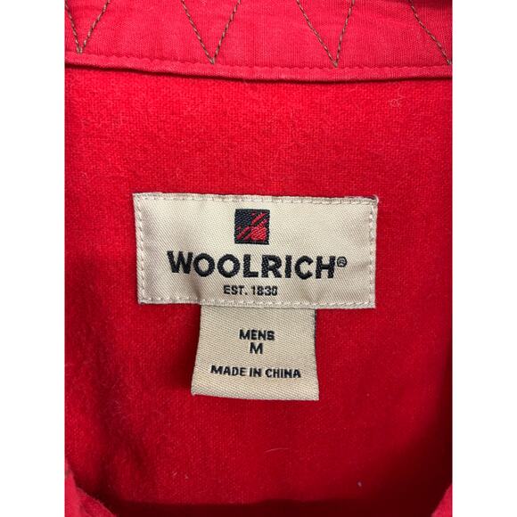 Woolrich Chamois Cloth Shirt Button Up Jacket Red 100% Cotton Size M - Picture 3 of 4